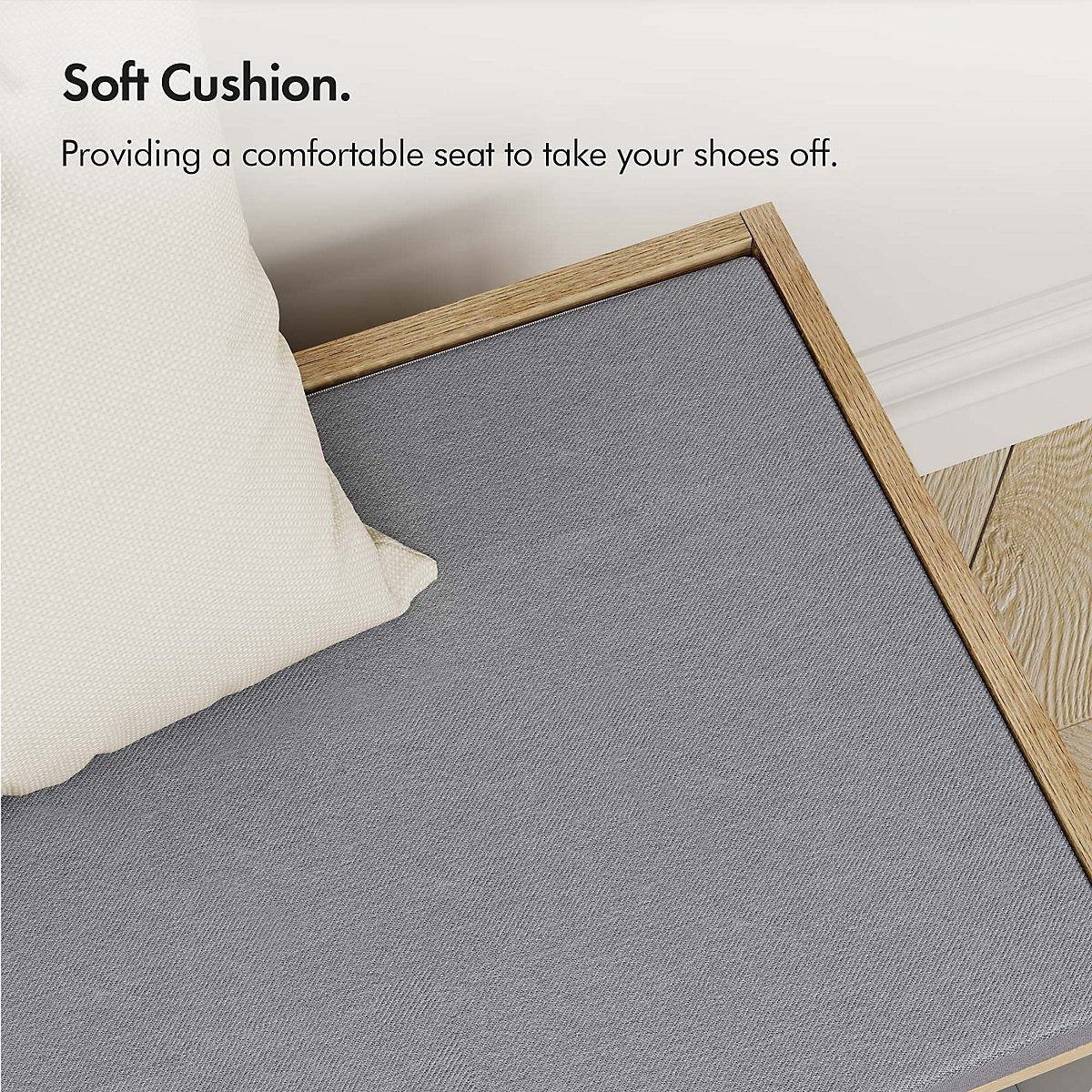 VonHaus Shoe Storage Bench With Padded Seat Grey Entryway-Furniture Kingdom